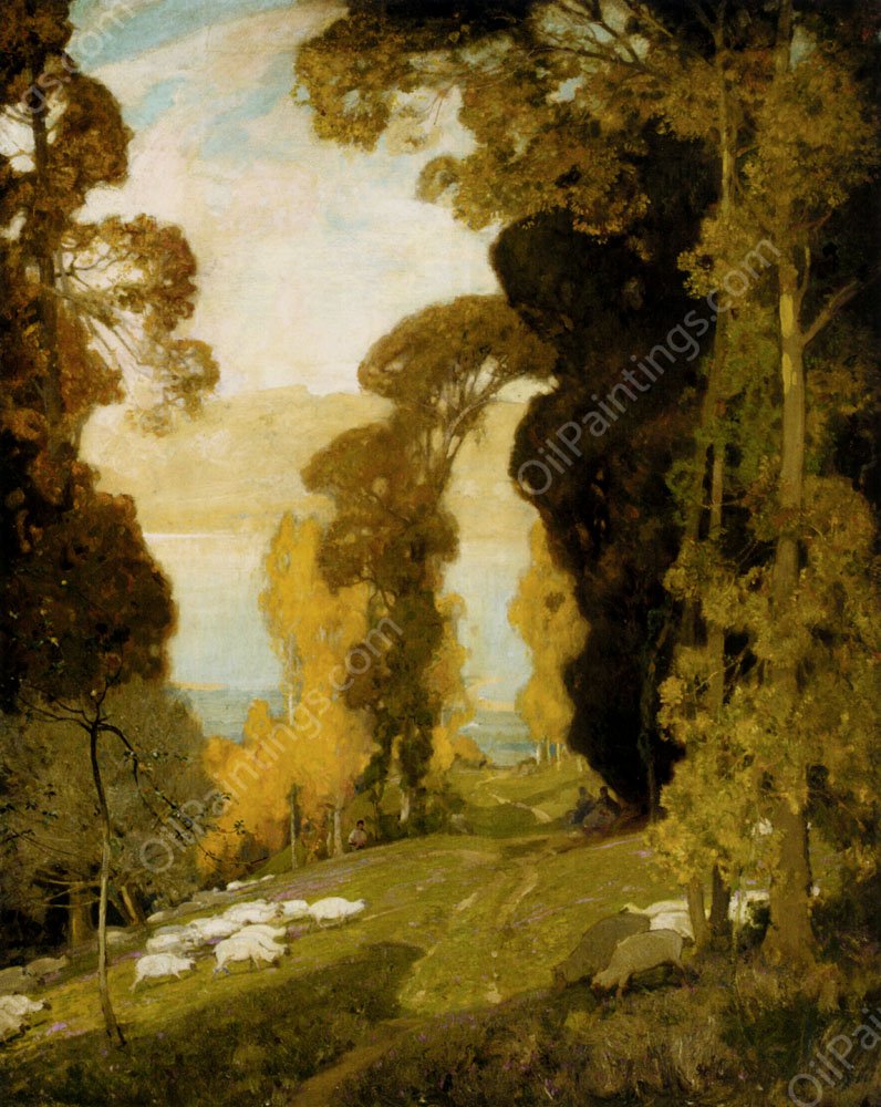 Lake Bourget From Mount Revard, Savoy by Alfred East - Hand-Painted Oil Painting Reproduction