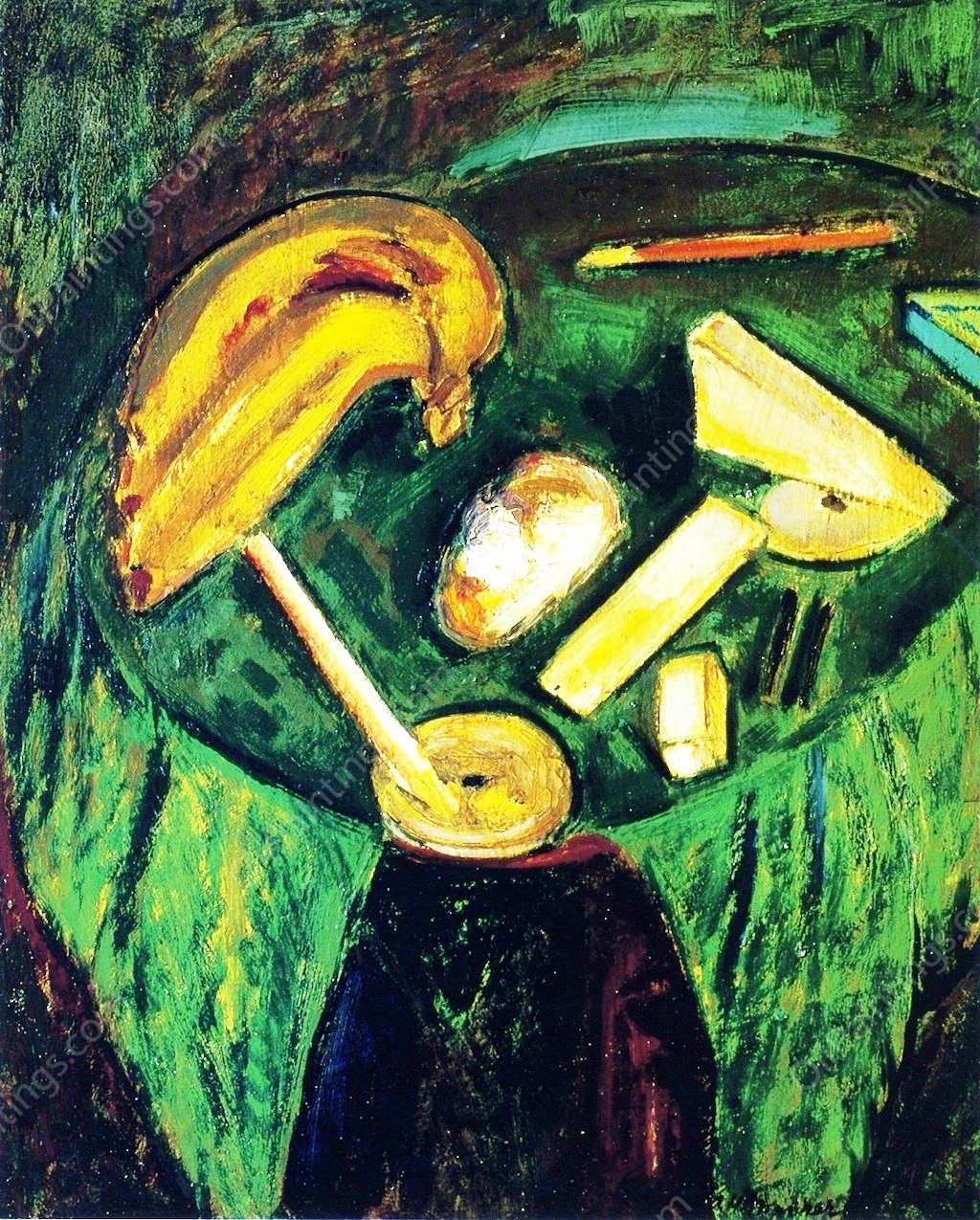 Cubist Still Life also known as Green Table Cloth by Alfred Henry Maurer - Hand-Painted Oil Painting Reproduction