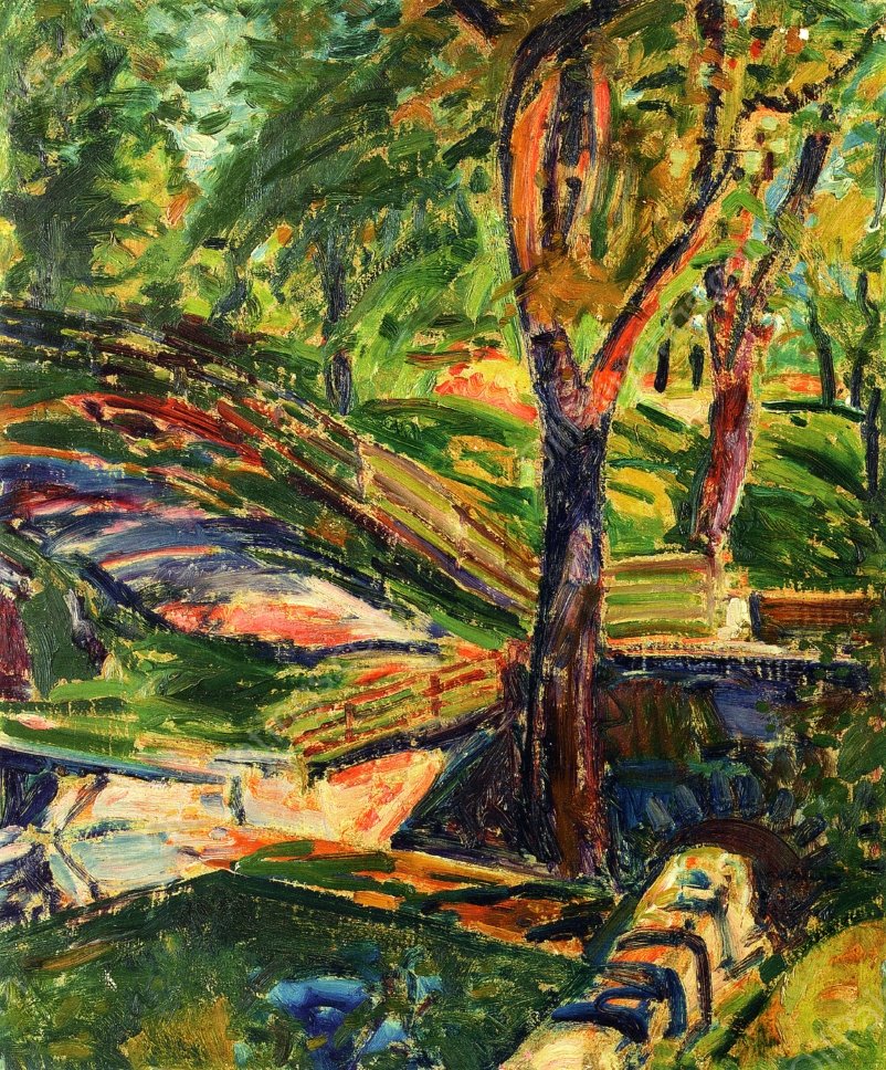 Fenced Landscape by Alfred Henry Maurer - Hand-Painted Oil Painting Reproduction