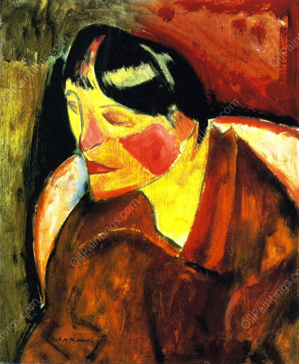 Head of a Woman by Alfred Henry Maurer - Hand-Painted Oil Painting Reproduction