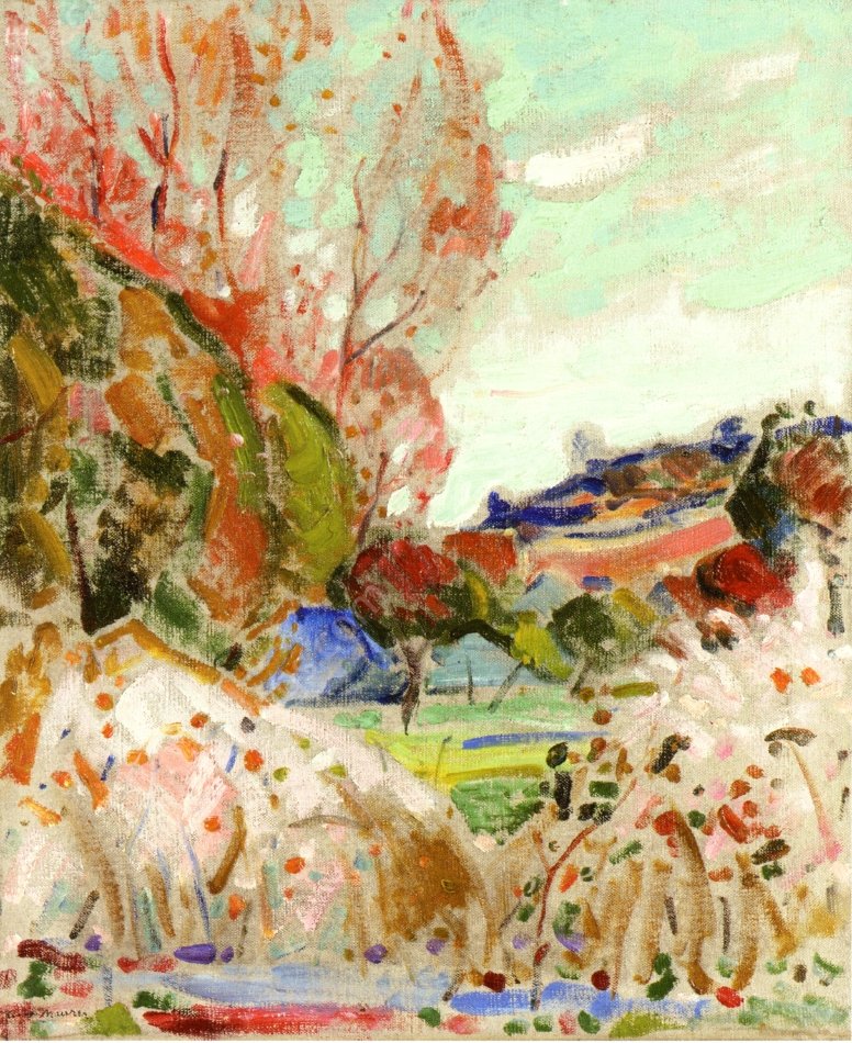 Landscape in Green and Pink by Alfred Henry Maurer - Hand-Painted Oil Painting Reproduction