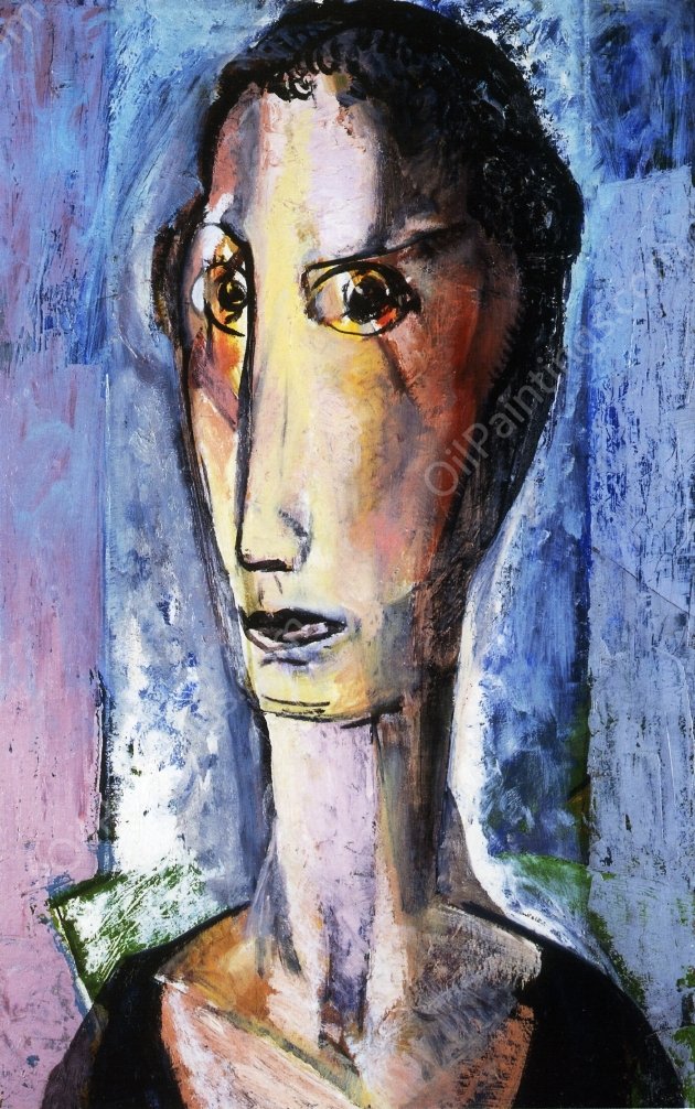 Portrait of a Girl with Gray Background by Alfred Henry Maurer - Hand-Painted Oil Painting Reproduction