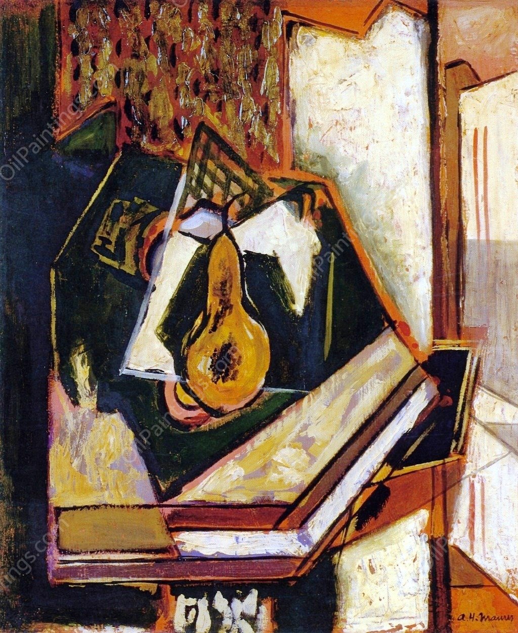 Still Life with Single Pear by Alfred Henry Maurer - Hand-Painted Oil Painting Reproduction