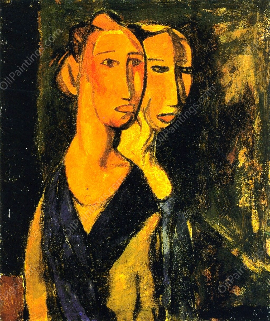 Two Sisters 3 by Alfred Henry Maurer - Hand-Painted Oil Painting Reproduction