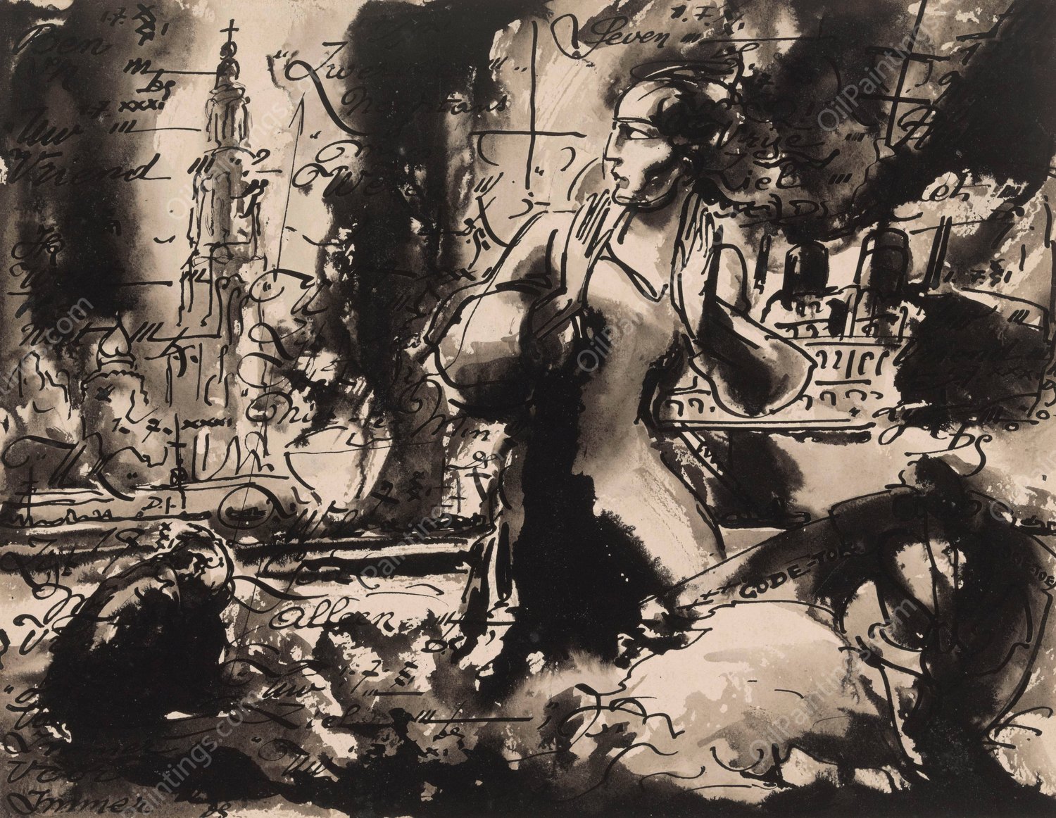 Apparition  by Alfred Ost - Hand-Painted Oil Painting Reproduction