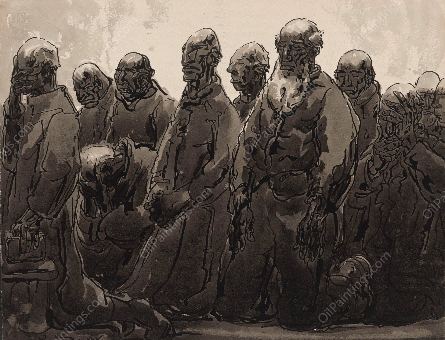 People Praying  by Alfred Ost - Hand-Painted Oil Painting Reproduction