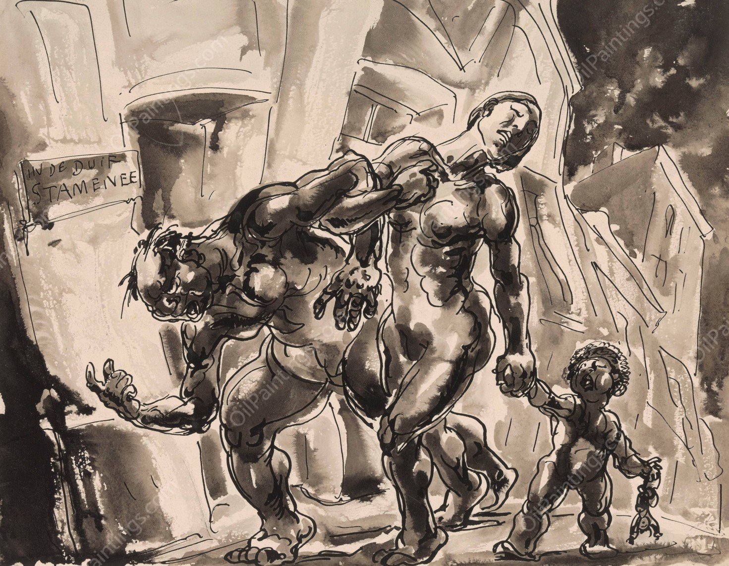 The Drunk  by Alfred Ost - Hand-Painted Oil Painting Reproduction