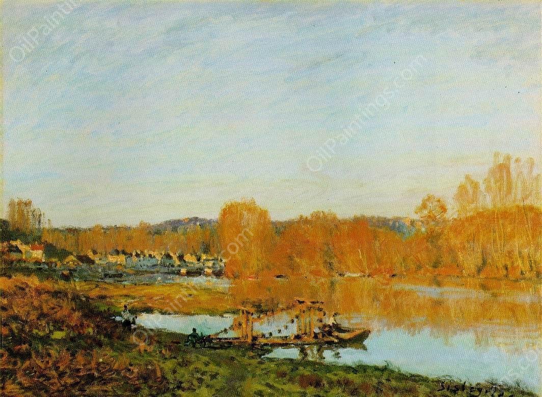 Autumn - Banks of the Seine Near Bougival by Alfred Sisley - Hand-Painted Oil Painting Reproduction