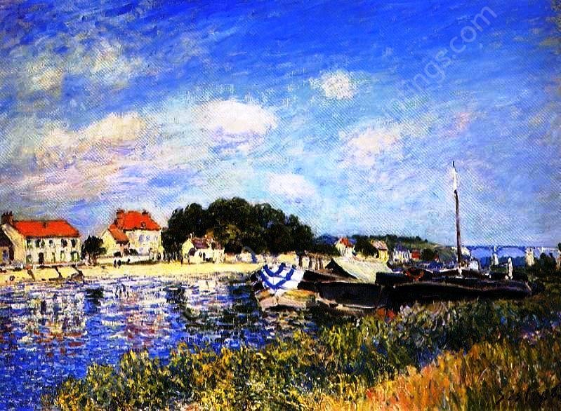 Banks of the Loing at Saint-Mammes by Alfred Sisley - Hand-Painted Oil Painting Reproduction