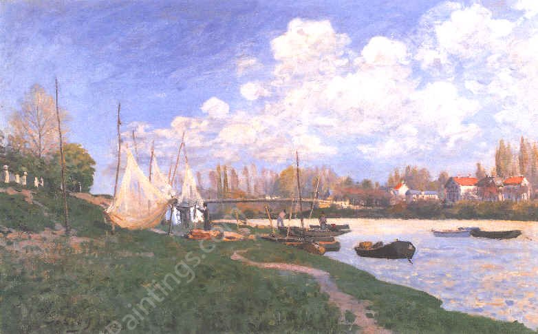 Drying Nets by Alfred Sisley - Hand-Painted Oil Painting Reproduction