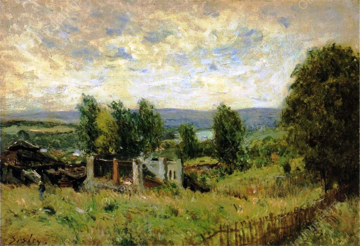 Landscape in Summer by Alfred Sisley - Hand-Painted Oil Painting Reproduction