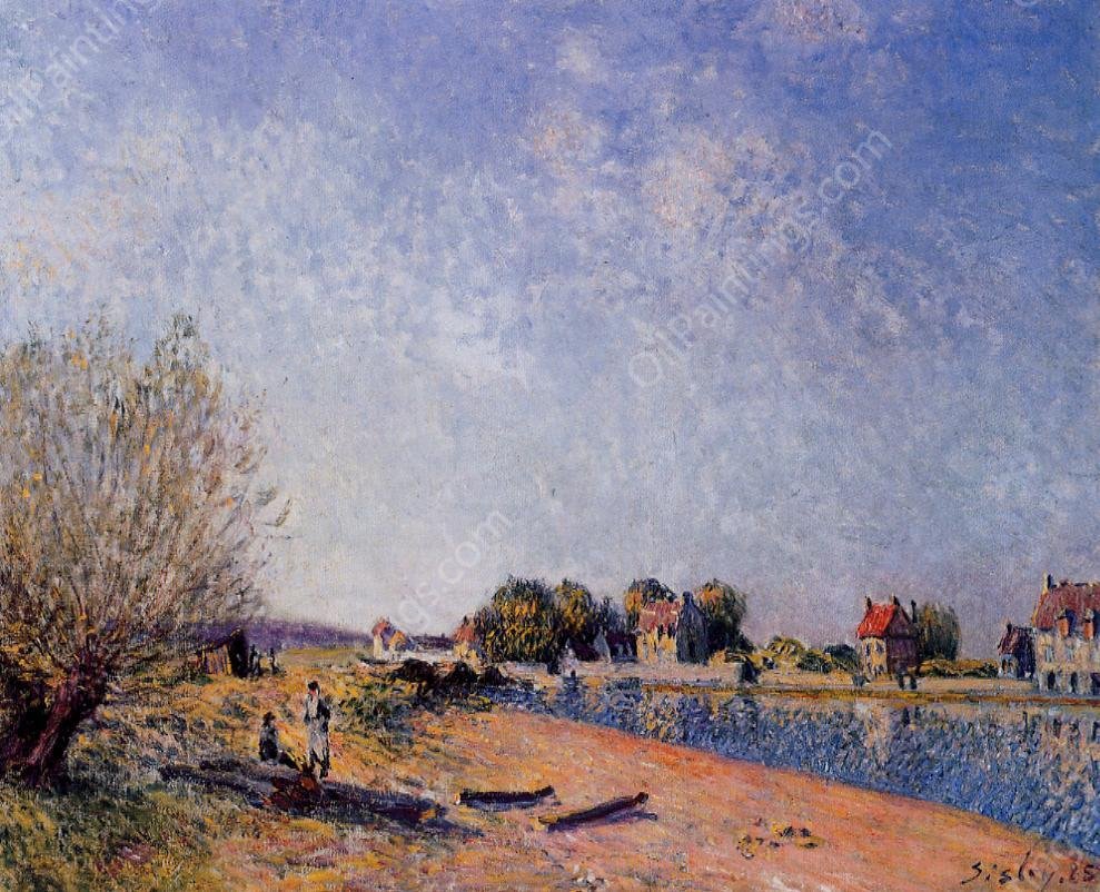 Loing Canal at Saint-Mammes by Alfred Sisley - Hand-Painted Oil Painting Reproduction