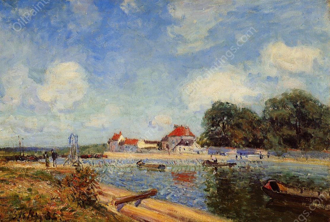 Loing Dam at Saint-Mammes by Alfred Sisley - Hand-Painted Oil Painting Reproduction
