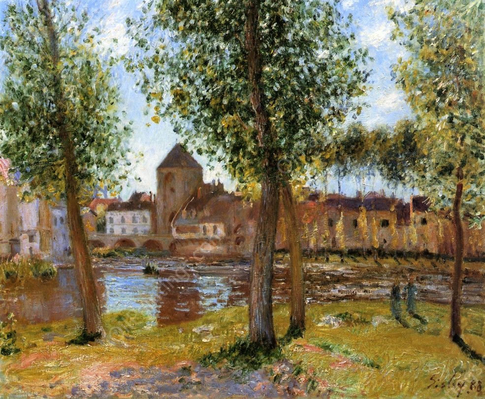 Poplars a Moret-sur-Loing, an August Afternoon by Alfred Sisley - Hand-Painted Oil Painting Reproduction