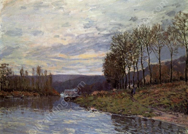 Seine at Bougival by Alfred Sisley - Hand-Painted Oil Painting Reproduction
