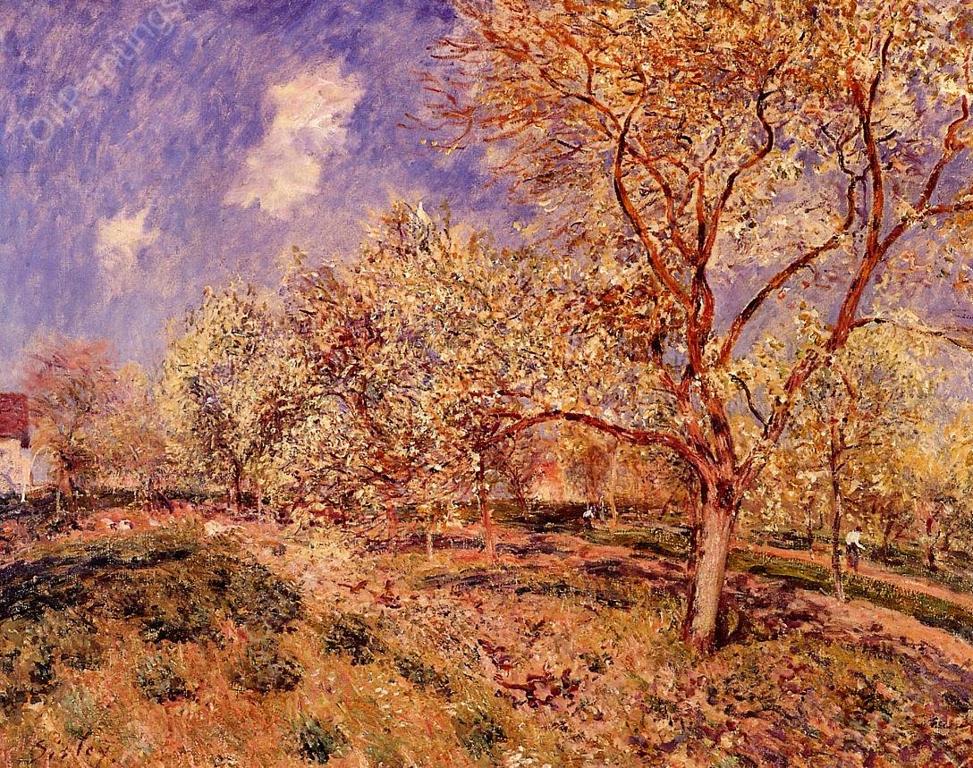 Spring at Veneux by Alfred Sisley - Hand-Painted Oil Painting Reproduction