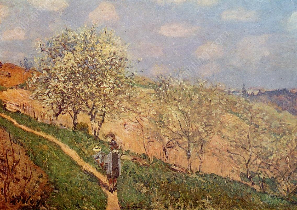 Spring in Bougival by Alfred Sisley - Hand-Painted Oil Painting Reproduction