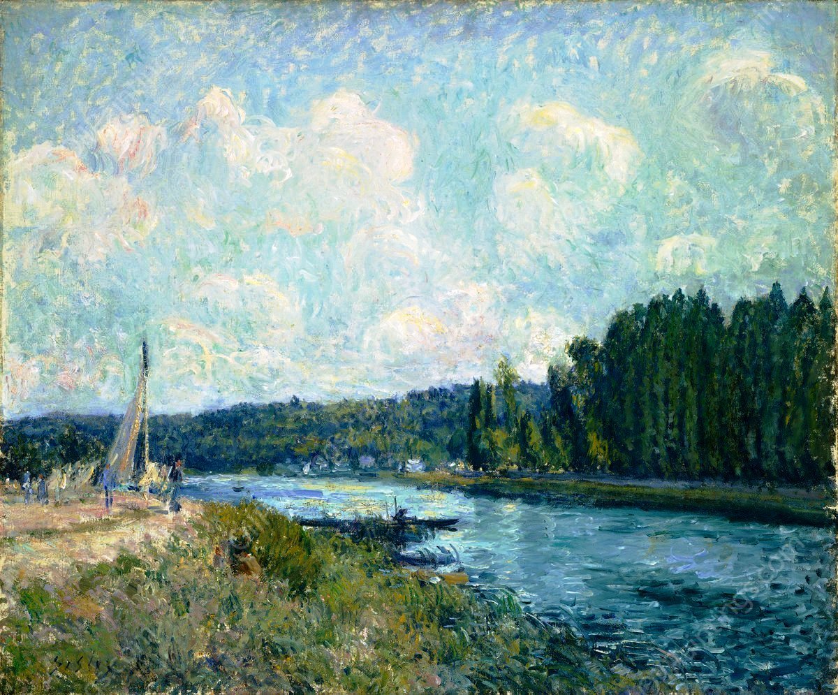The Banks of the Oise by Alfred Sisley - Hand-Painted Oil Painting Reproduction