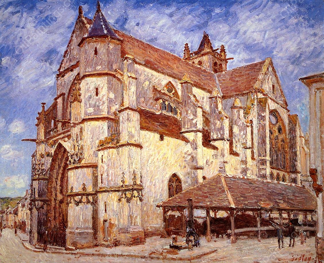 The Church at Moret, Afternoon by Alfred Sisley - Hand-Painted Oil Painting Reproduction