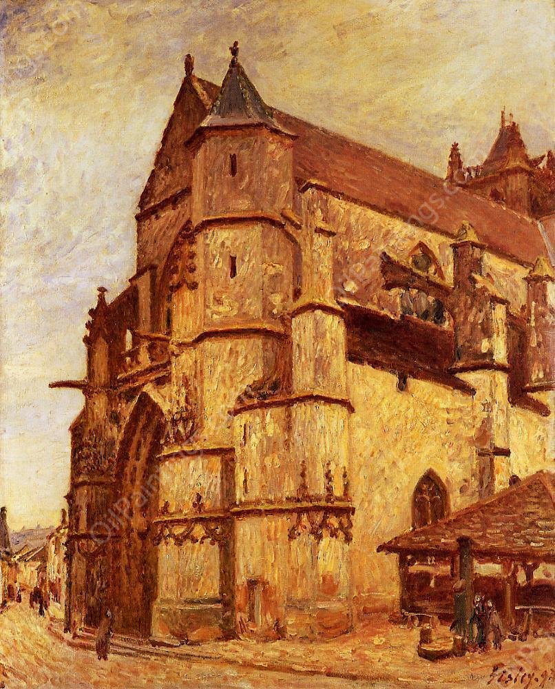 The Church at Moret, Rainy Morning by Alfred Sisley - Hand-Painted Oil Painting Reproduction