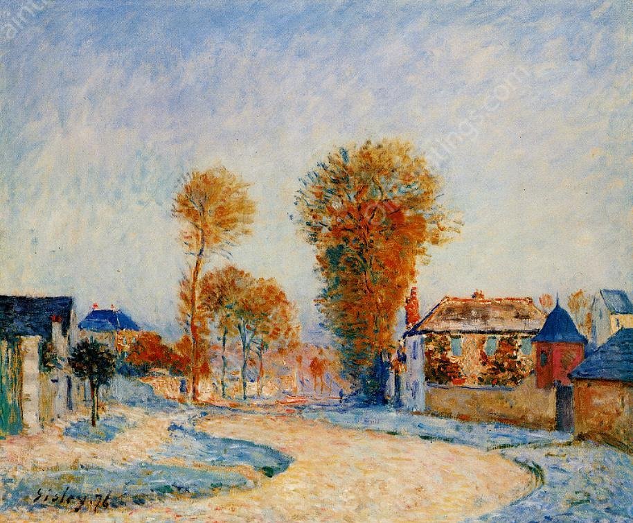 The First Hoarfrost by Alfred Sisley - Hand-Painted Oil Painting Reproduction