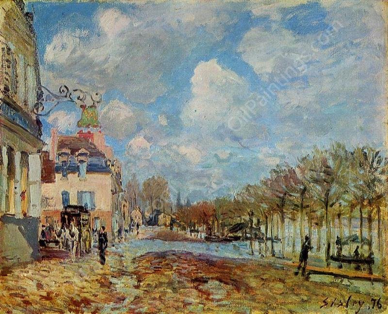 The Flood at Port-Marly by Alfred Sisley - Hand-Painted Oil Painting Reproduction