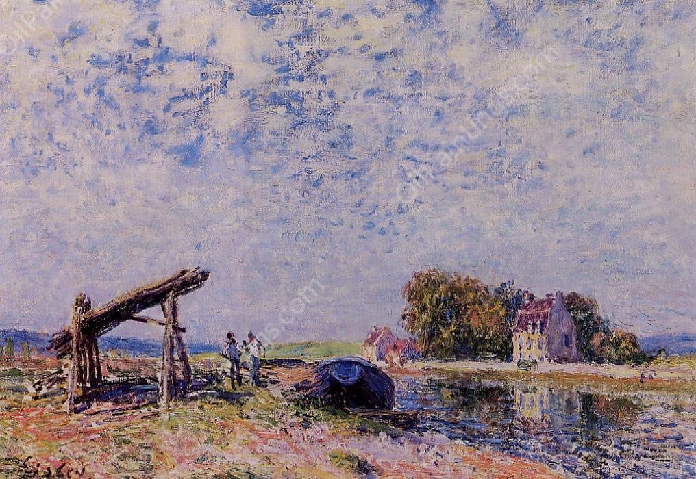 The Loing Canal at Saint-Mammes by Alfred Sisley - Hand-Painted Oil Painting Reproduction