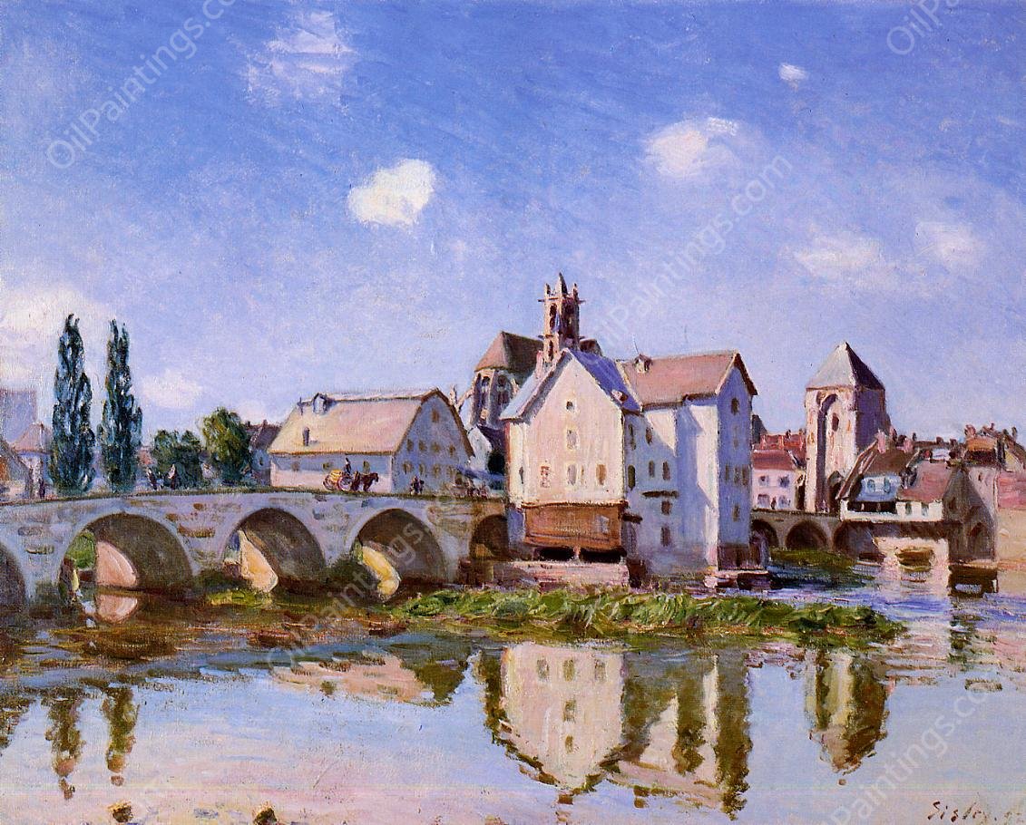 The Moret Bridge in the Sunlight by Alfred Sisley - Hand-Painted Oil Painting Reproduction