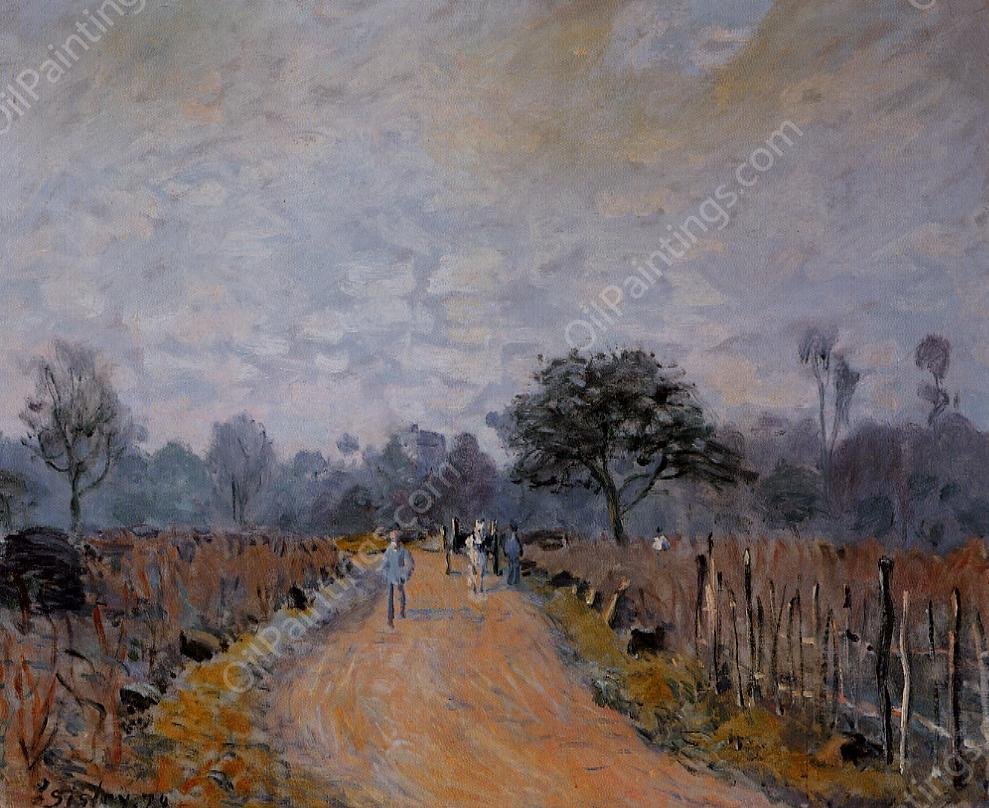 The Road from Prunay to Bougival by Alfred Sisley - Hand-Painted Oil Painting Reproduction