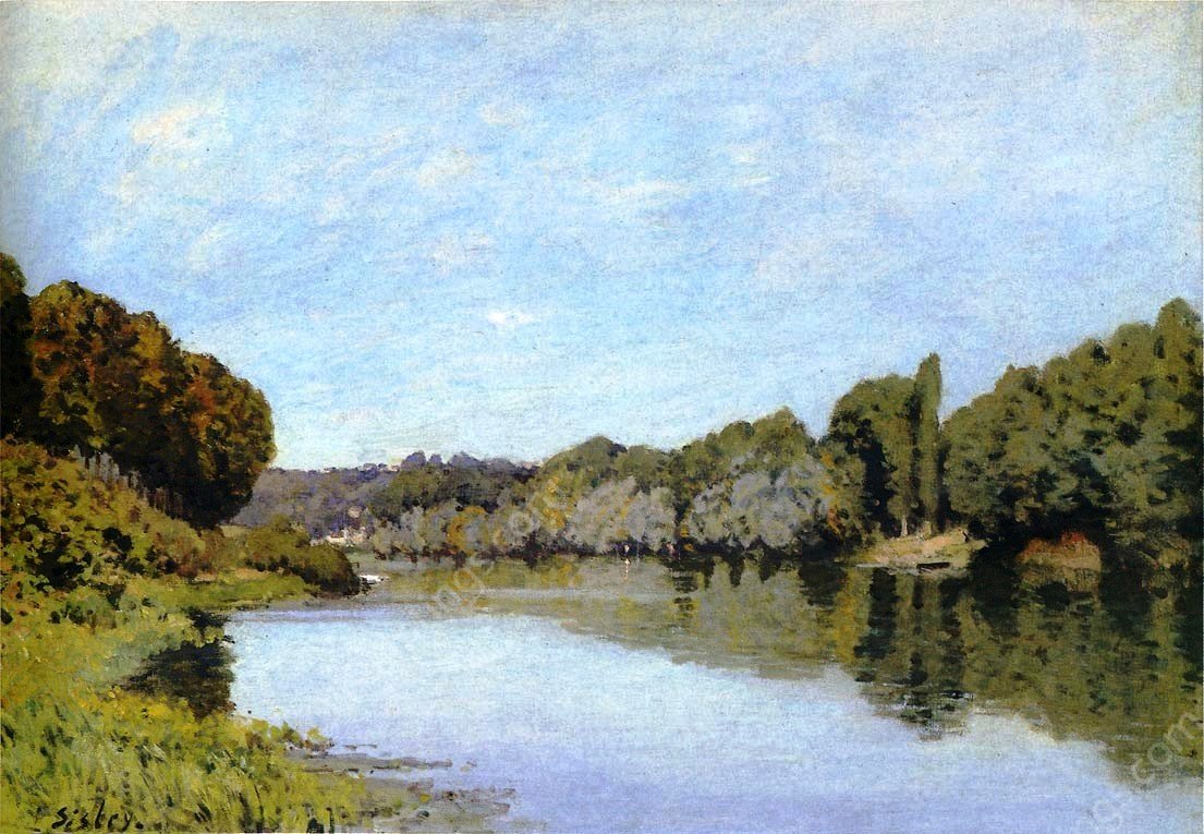 The Seine at Bougival 2 by Alfred Sisley - Hand-Painted Oil Painting Reproduction