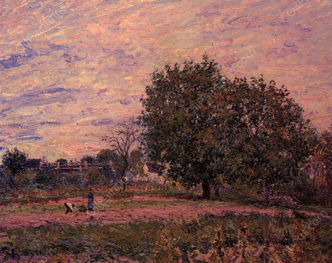 Walnut Trees, Sunset - Early Days of October by Alfred Sisley - Hand-Painted Oil Painting Reproduction