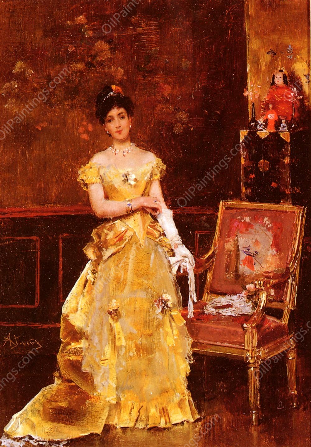 Preparing for the Ball by Alfred Stevens - Hand-Painted Oil Painting Reproduction