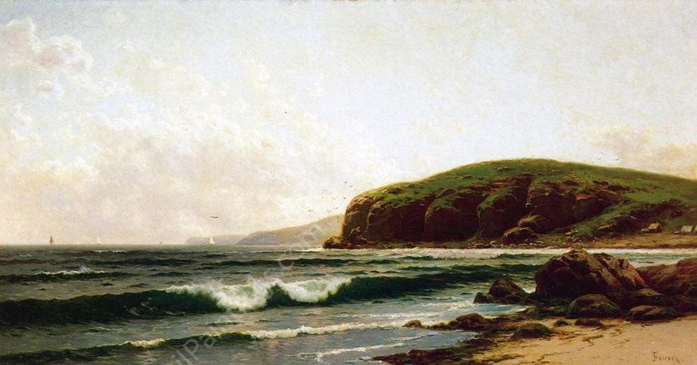Headlands and Breakers - Grand Manan Maine by Alfred Thompson Bricher - Hand-Painted Oil Painting Reproduction