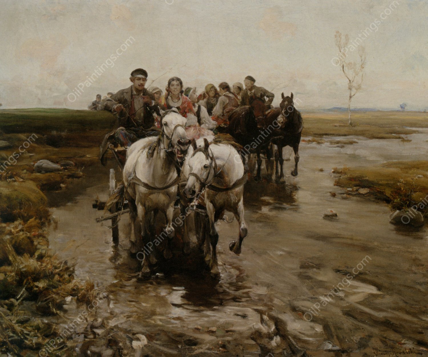 Giddy Up by Alfred Von Kowalski-Wierusz - Hand-Painted Oil Painting Reproduction