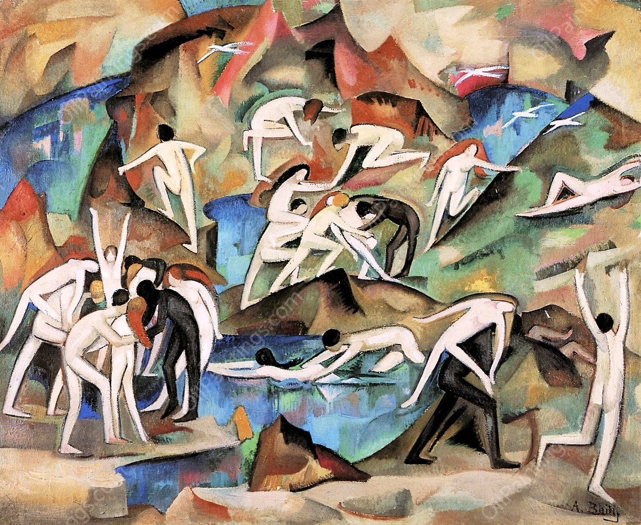 Bacchanale Among the Rocks by Alice Bailly - Hand-Painted Oil Painting Reproduction