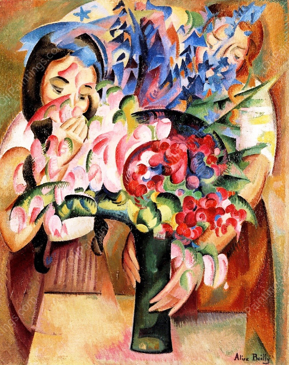 Flowers and Figures by Alice Bailly - Hand-Painted Oil Painting Reproduction
