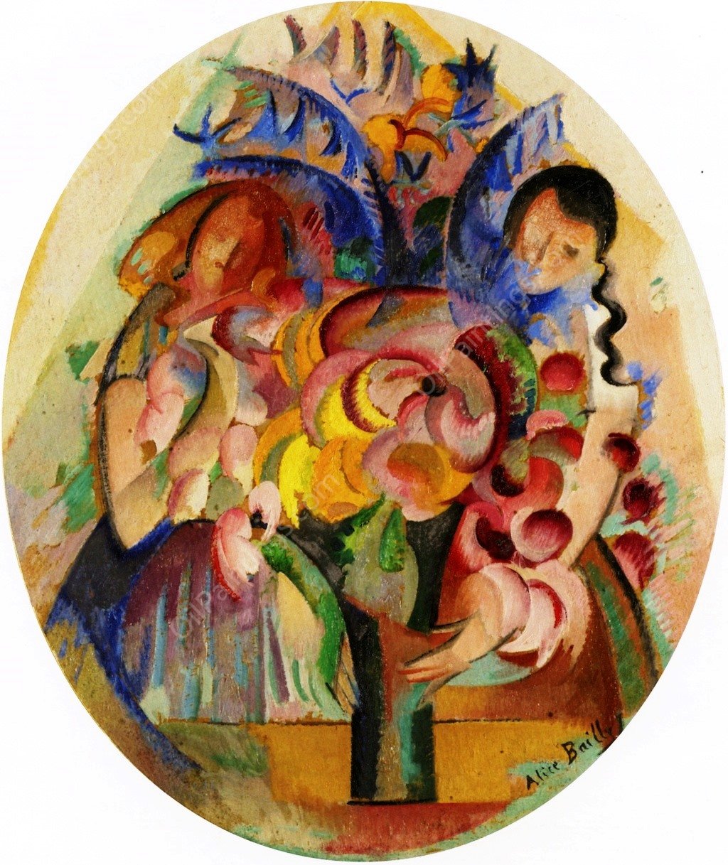 Girl with Bouquet by Alice Bailly - Hand-Painted Oil Painting Reproduction