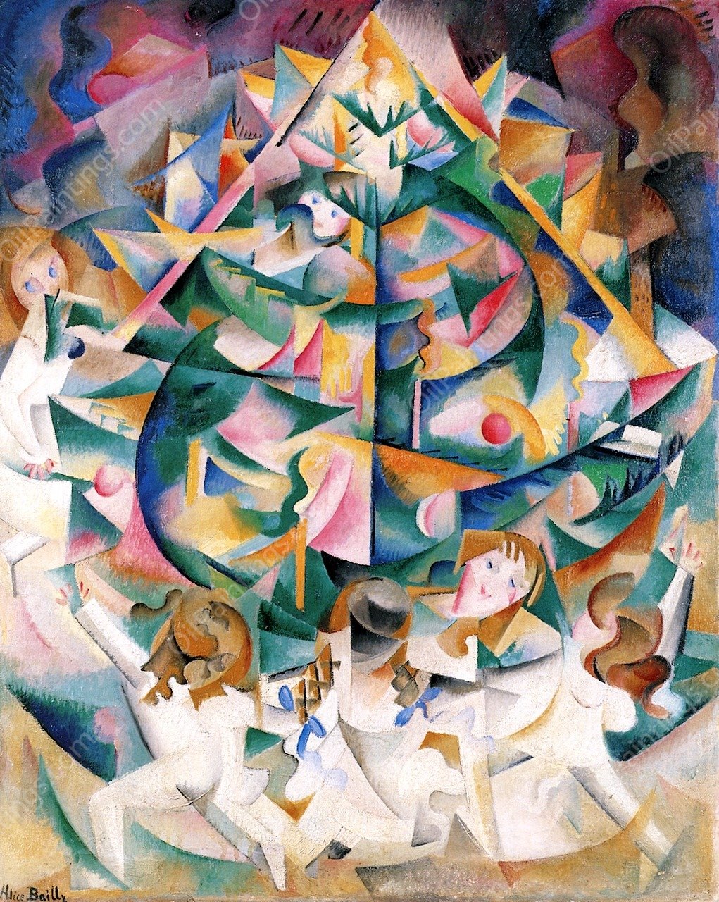 Joy around the Tree by Alice Bailly - Hand-Painted Oil Painting Reproduction
