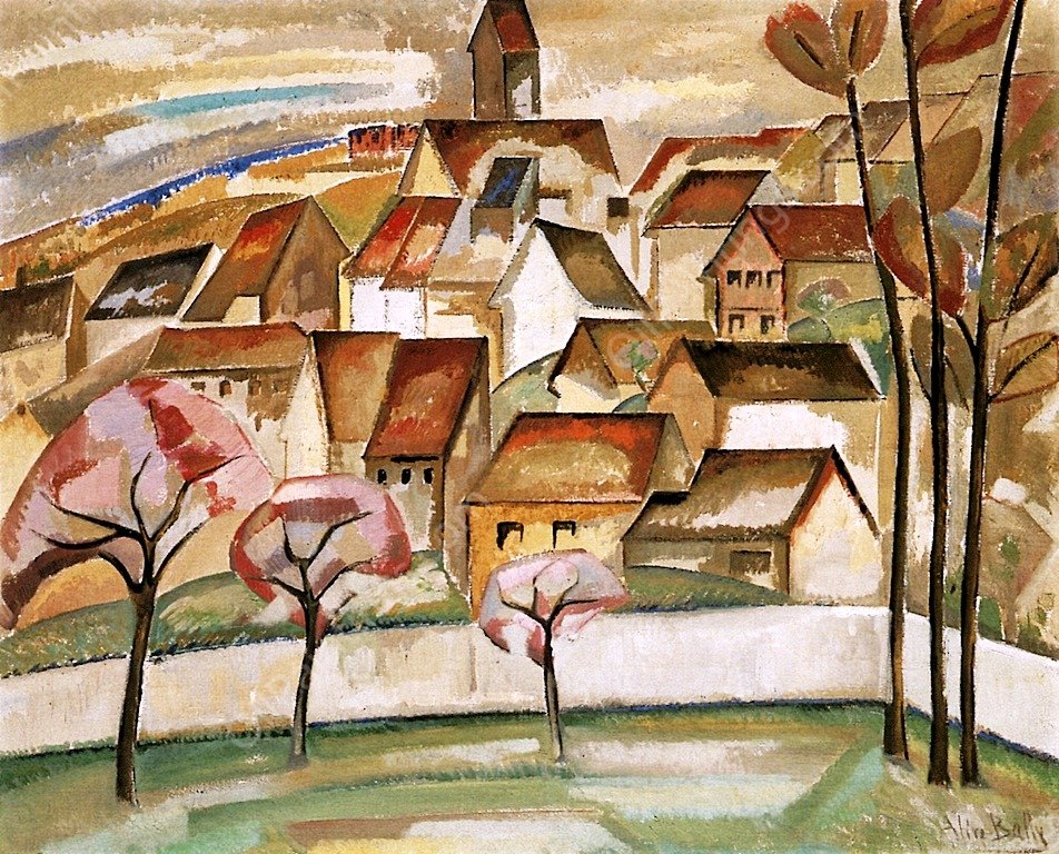 Landscape also known as Tiered Village by Alice Bailly - Hand-Painted Oil Painting Reproduction