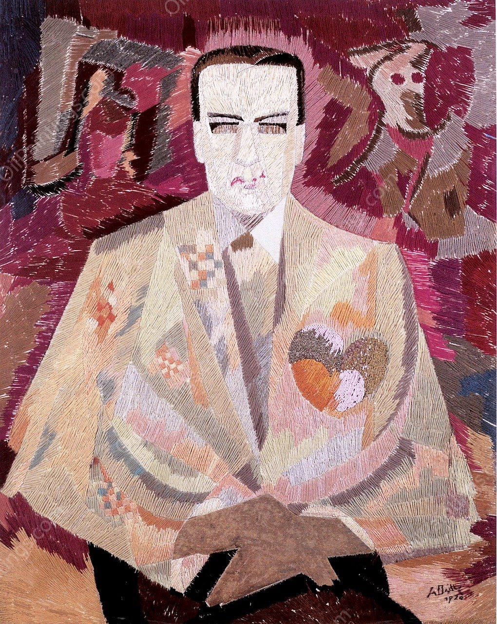 Man with a Gold Heart, Portrait of Werner Reinhart by Alice Bailly - Hand-Painted Oil Painting Reproduction