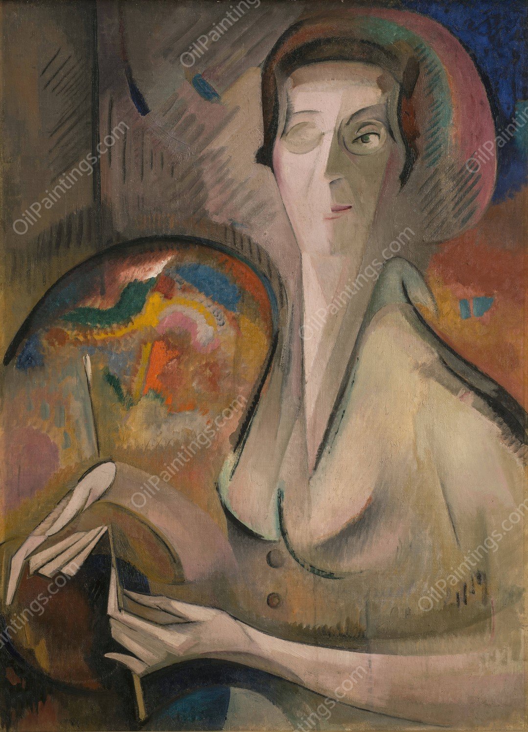 Self-Portrait  by Alice Bailly - Hand-Painted Oil Painting Reproduction