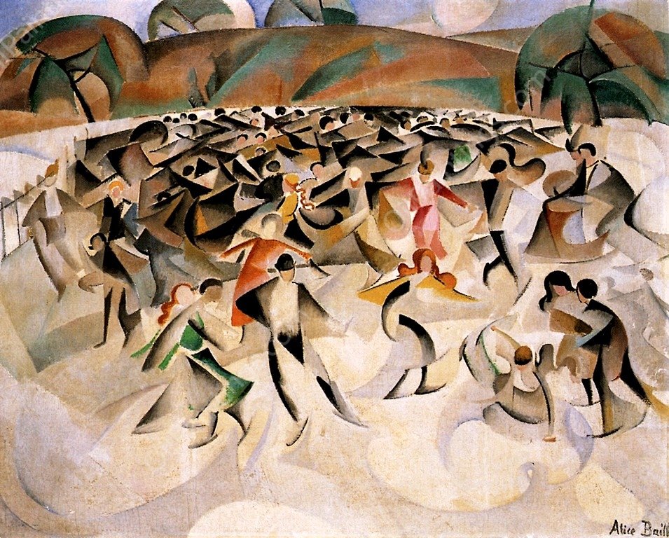 Skating in the Bois de Boulogne by Alice Bailly - Hand-Painted Oil Painting Reproduction