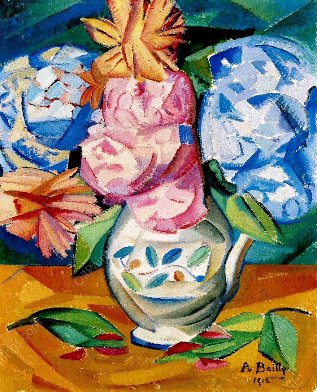 Still Life Bouquet of Hydrangeas by Alice Bailly - Hand-Painted Oil Painting Reproduction