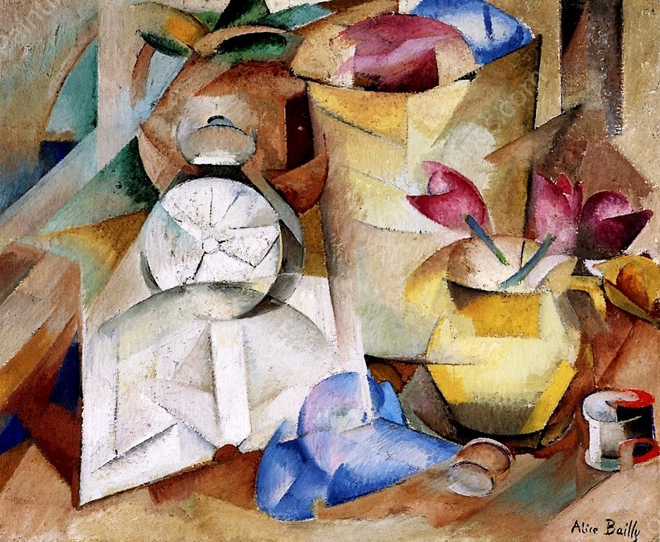 Still Life with Alarm Clock by Alice Bailly - Hand-Painted Oil Painting Reproduction