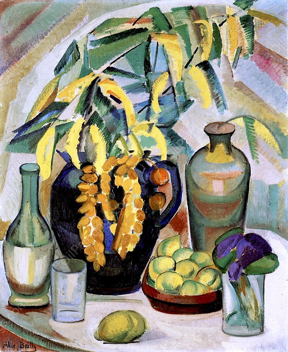 Still Life with Mimosas by Alice Bailly - Hand-Painted Oil Painting Reproduction