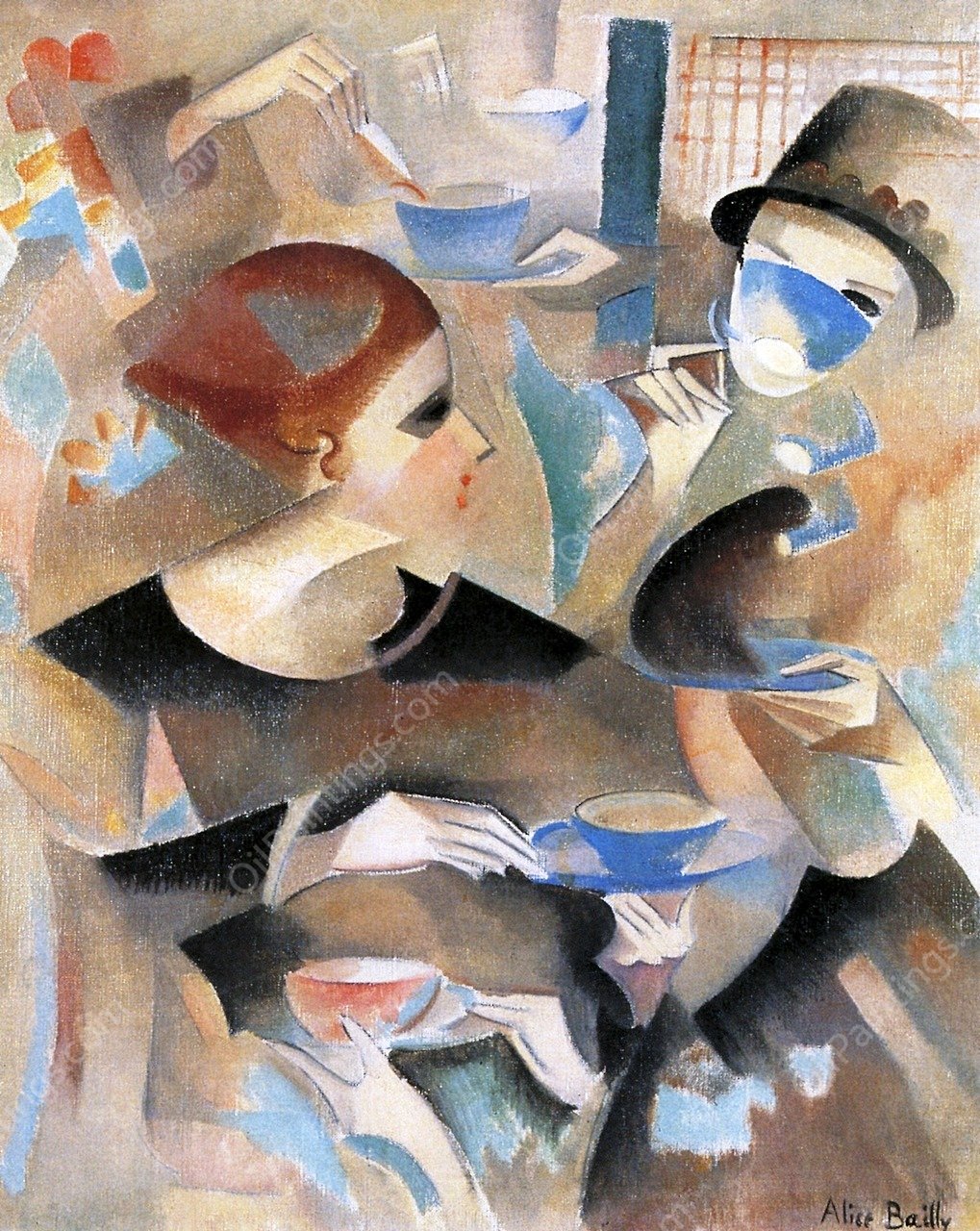 Tea Time by Alice Bailly - Hand-Painted Oil Painting Reproduction