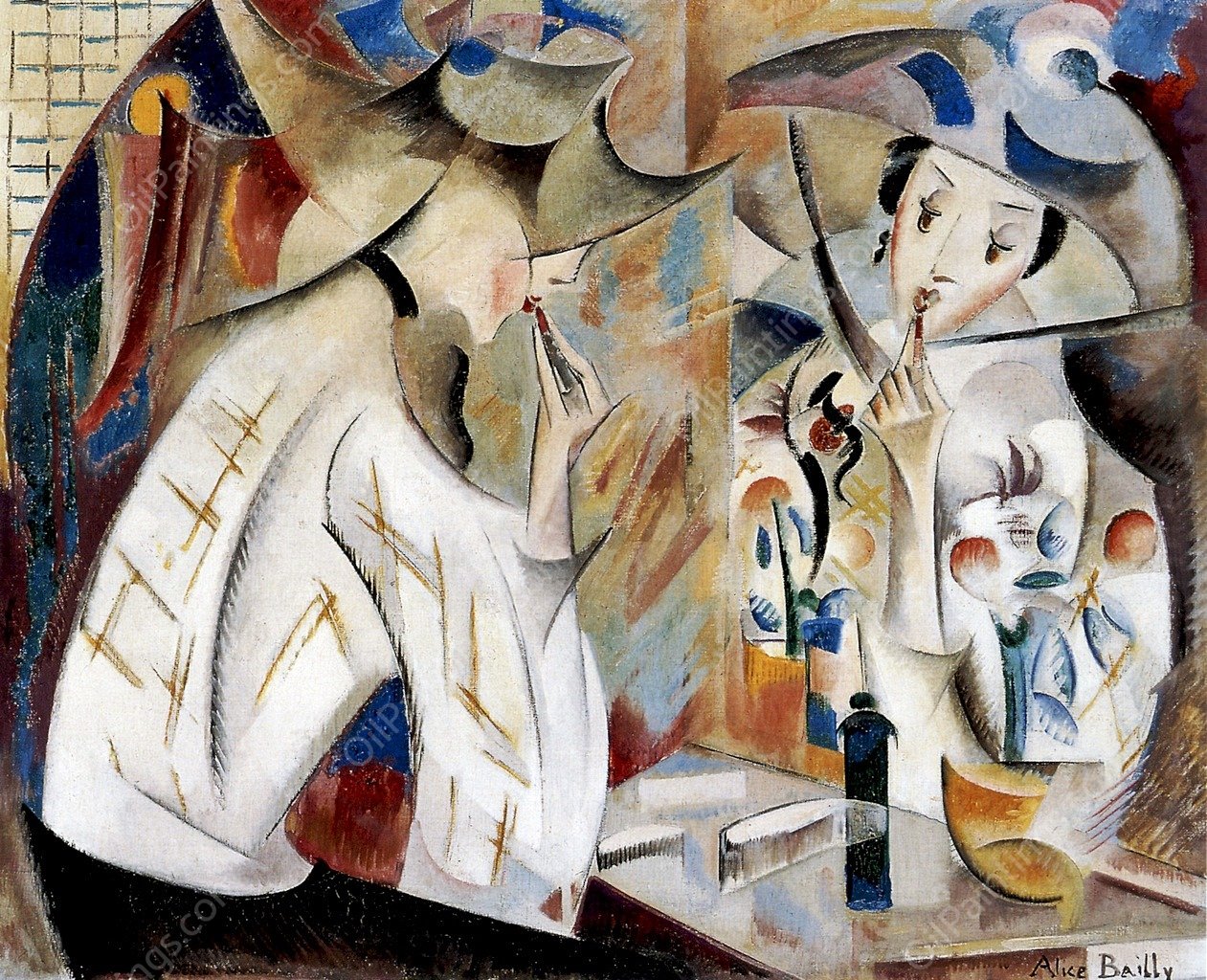 Woman at the Mirror by Alice Bailly - Hand-Painted Oil Painting Reproduction