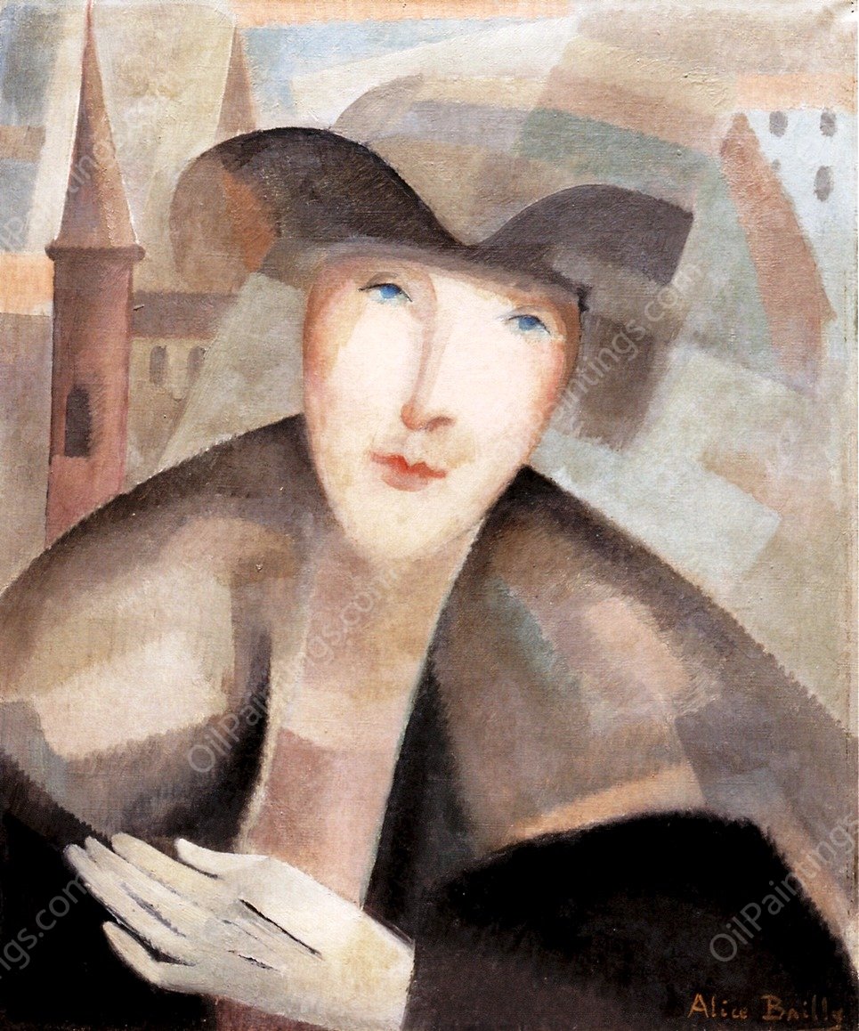 Young Woman with White Glove also known as Portrait of Marguerite Budry, Wife of Paul Budry by Alice Bailly - Hand-Painted Oil Painting Reproduction