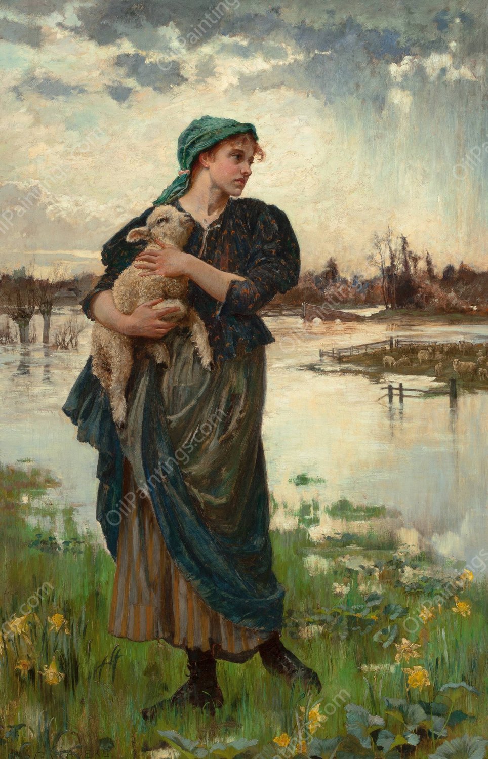 The Faithful Shepherdess  by Alice Havers - Hand-Painted Oil Painting Reproduction