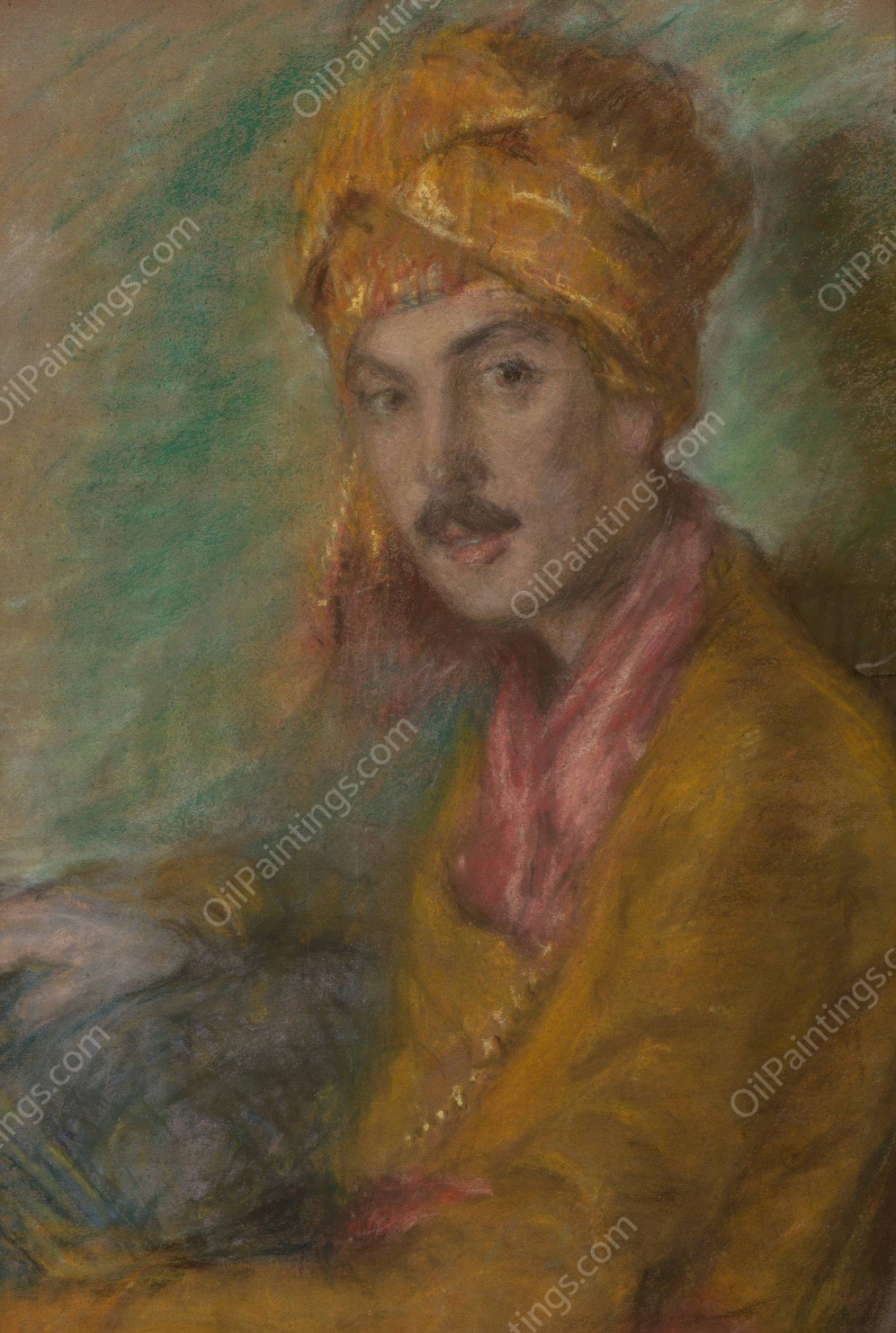 Gold Turban by Alice Pike Barney - Hand-Painted Oil Painting Reproduction